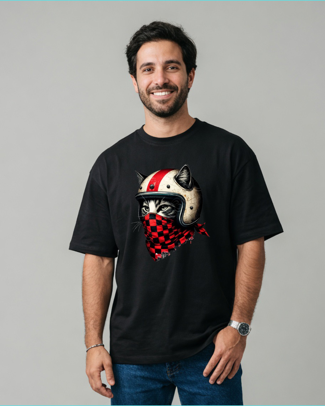 T-shirt Homem Gato Motar