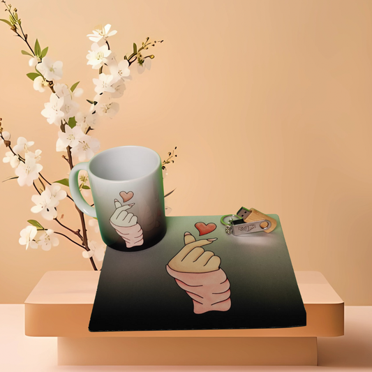 Conjunto Personalizado Completo – Caneca + Base + Pen Drive