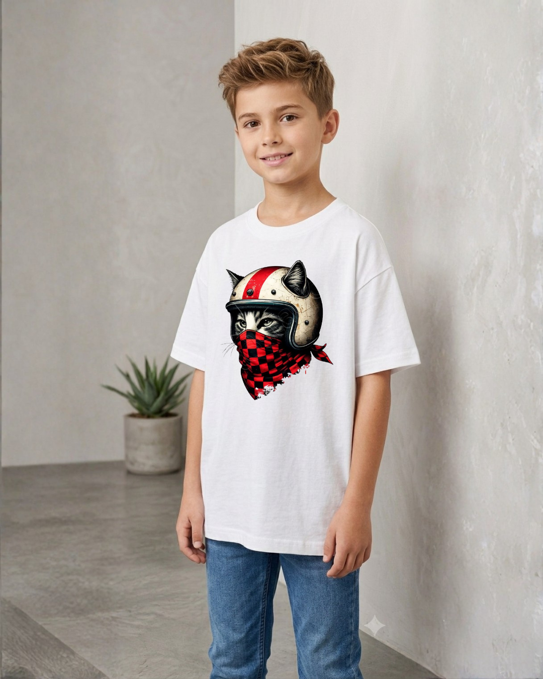 T-shirt Criança Gato Motar