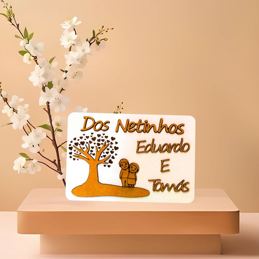 Placa “Avós” com Mensagem e Nomes dos Netos em Relevo